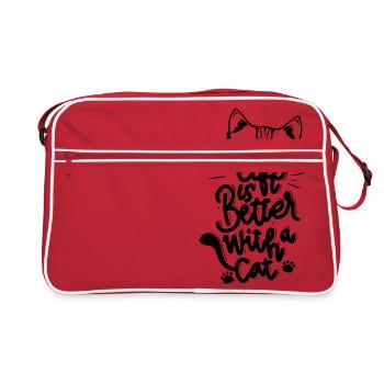 Chat, chat, animal, animal domestique, animal domestique - Sac Retro - rouge/blanc - Devant