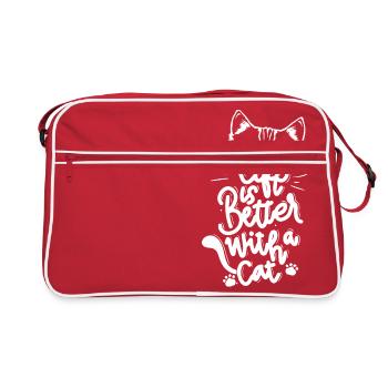 Chat, chat, animal, animal domestique, animal domestique - Sac Retro - rouge/blanc - Devant