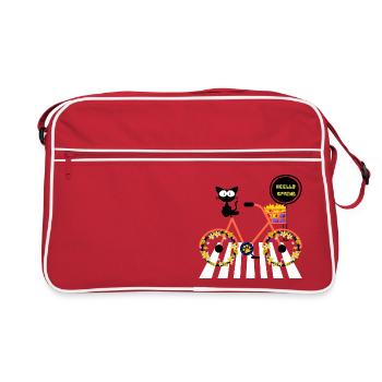 Bonjour le printemps - Chat de printemps - Jardiniers du printemps - Sac Retro - rouge/blanc - Devant