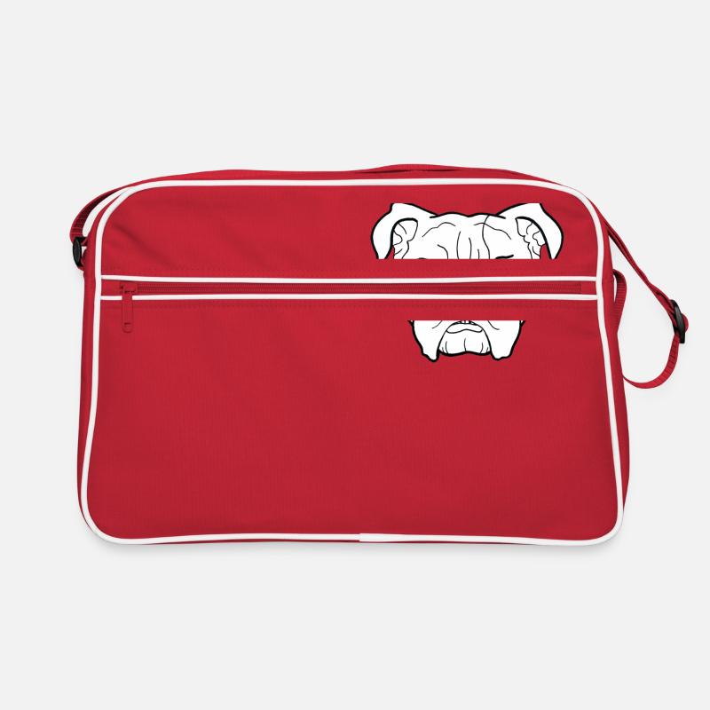 Bulldogge Hund OEB EB Bollerkopf Geschenk - Retro Tasche - Rot/Weiß