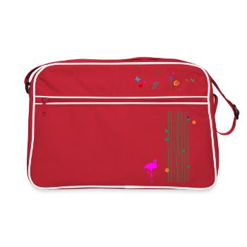 Spring Flamingo Flower Butterfly Valentine's Day - Retro Bag - red/white - Front