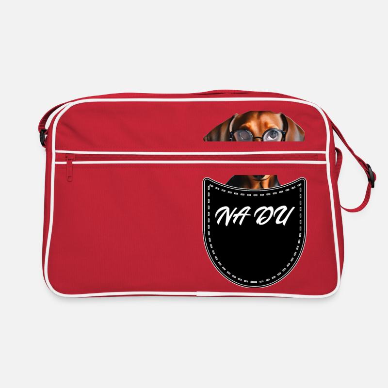 Dackel in Pocket Brusttasche Na du Retro Tasche