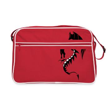 dragon tribal tattoo shape 20042 x - Retro Bag - red/white - Front