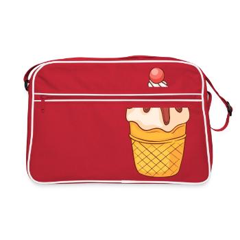 Eis Speiseeis Eiskrem Eiscreme Kugeleis Eisbecher - Retro Tasche - Rot/Weiß - Vorne