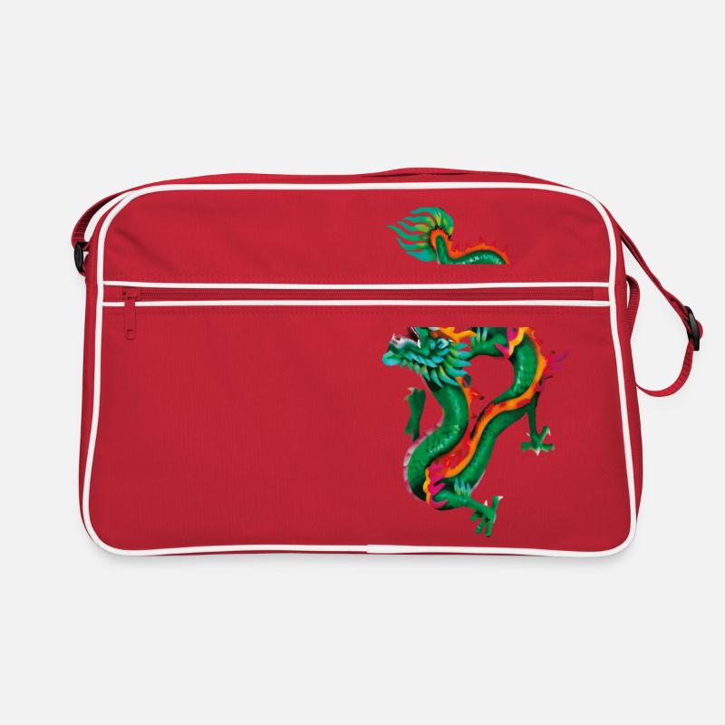 Magischer Drache - Retro Tasche - Rot/Weiß