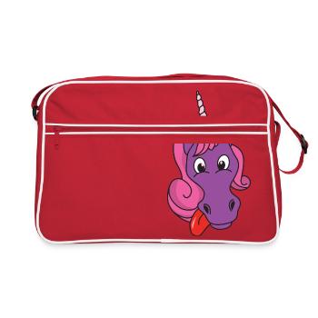 Einhorn - Retro Tasche - Rot/Weiß - Vorne