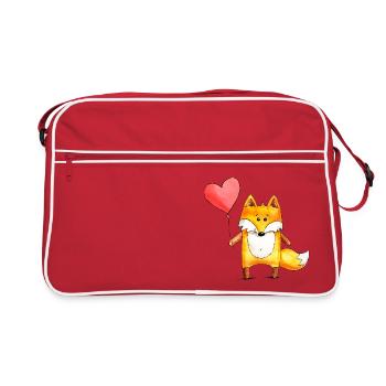 Fox motif cute HEART - iZart - Retro Bag - red/white - Front