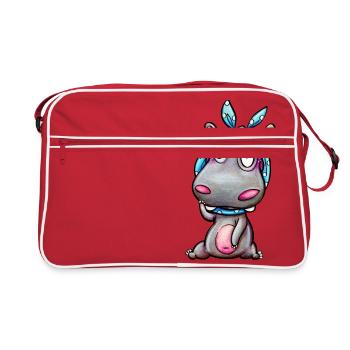 hippo with kerchief - Retro Tasche - Rot/Weiß - Vorne
