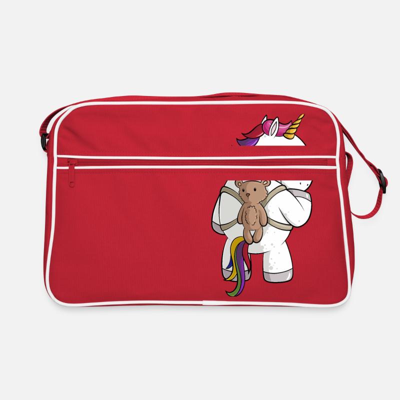 Licorne de dessin animé avec sac à dos - Sac Retro - rouge/blanc