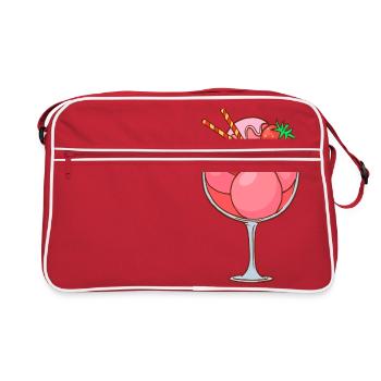 Eis Speiseeis Eiskrem Eiscreme Kugeleis Eisbecher - Retro Tasche - Rot/Weiß - Vorne
