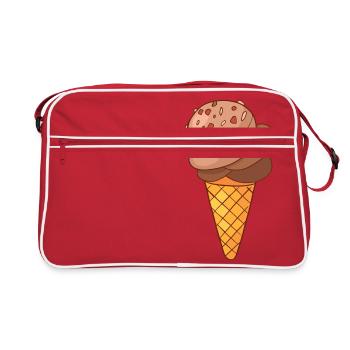Eis Speiseeis Eiskrem Eiscreme Kugeleis Eisbecher - Retro Tasche - Rot/Weiß - Vorne