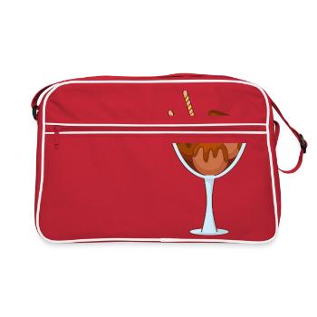 Eis Speiseeis Eiskrem Eiscreme Kugeleis Eisbecher - Retro Tasche - Rot/Weiß - Vorne