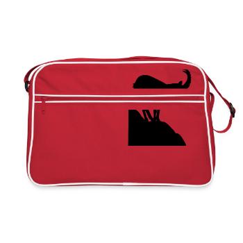 Capricorn on mountain. Vector black - Retro Bag - red/white - Front