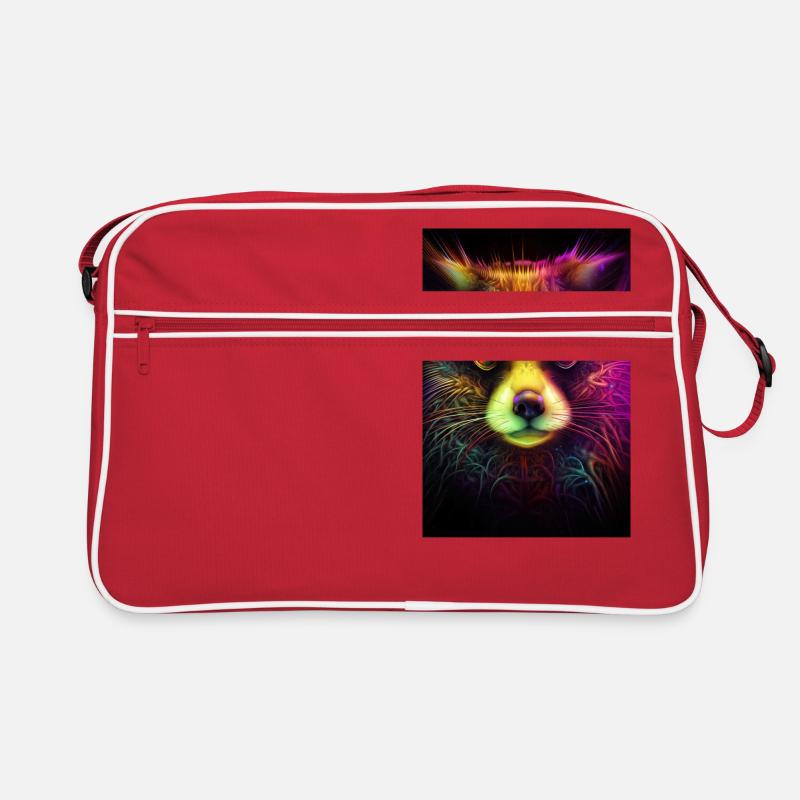 Waschbär in der 5. Dimension - Retro Tasche - Rot/Weiß