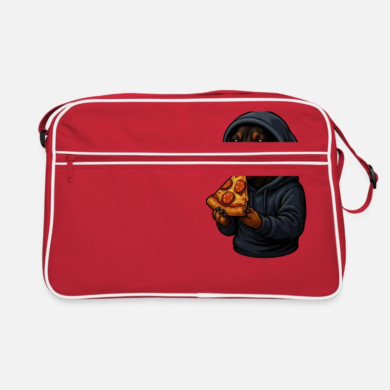 Teckel en sweat à capuche mangeant de la pizza Sac Retro