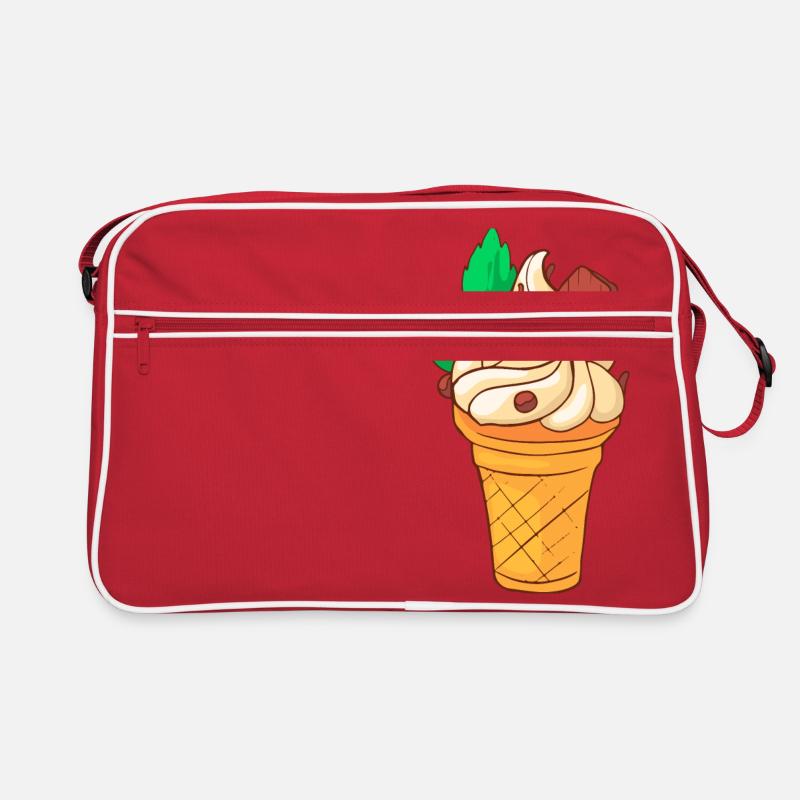 Eis Speiseeis Eiskrem Eiscreme Kugeleis Eisbecher - Retro Tasche - Rot/Weiß