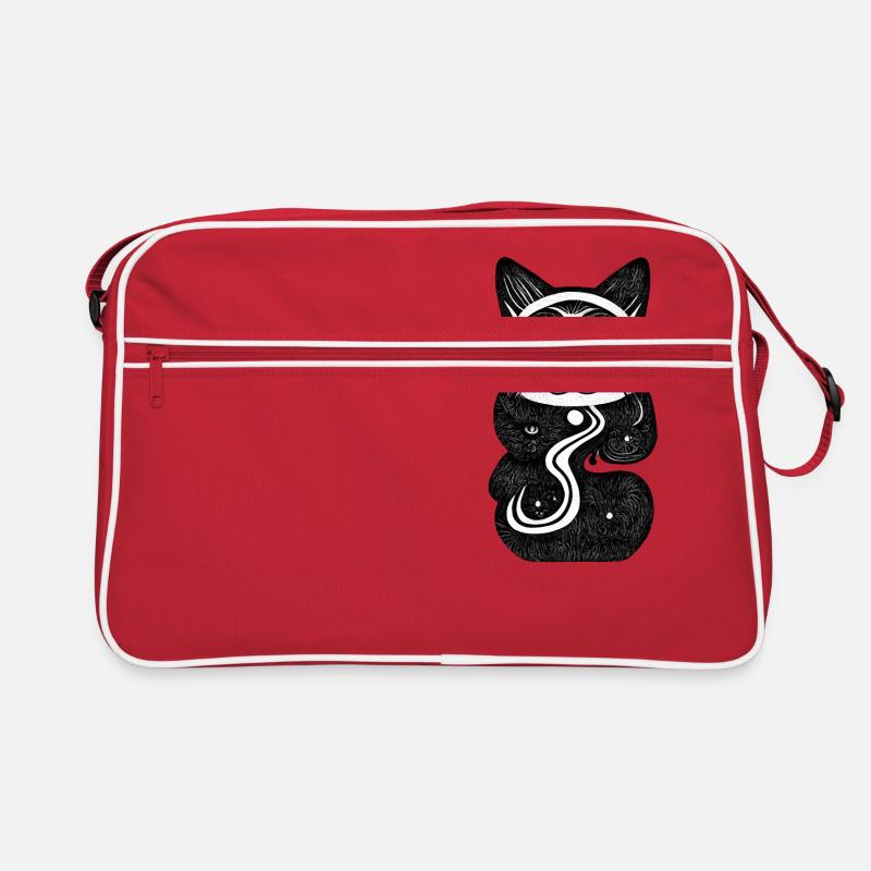 Hochsitzende Katze - Retro Tasche - Rot/Weiß