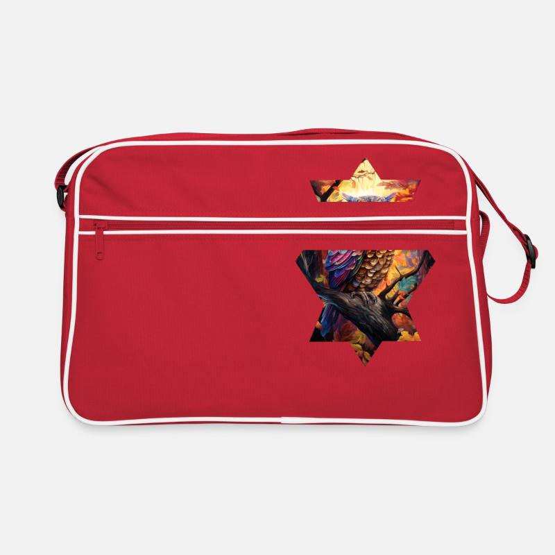 Eule auf dem Baum im Herbst Retro Tasche