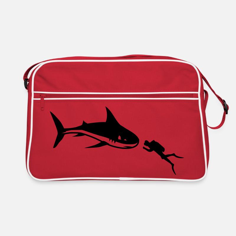 A shark and a diver Retro Bag