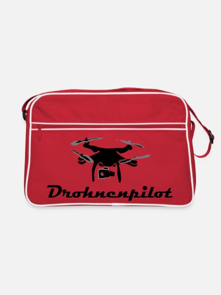 Drohnen Pilot - Retro Tasche - Rot/Weiß - Vorne