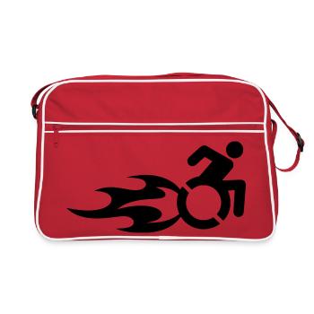 Wheelchair user with flames # - Retro Bag - red/white - Front