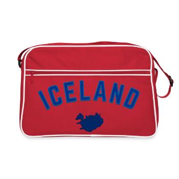 Iceland Blau Karte Bogen Design - Retro Tasche - Rot/Weiß - Vorne