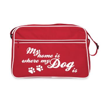 Zuhause ist dort, wo mein Hund ist - Retro Tasche - Rot/Weiß - Vorne