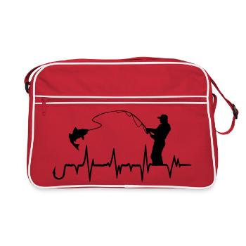 Fishing Hook Heartbeat Graphic - Retro Bag - red/white - Front