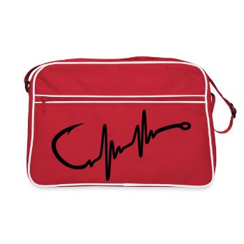 Angelhaken Heartbeat - Retro Tasche - Rot/Weiß - Vorne