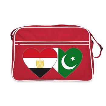 Egypt Pakistan Flag Heart - Retro Bag - red/white - Front