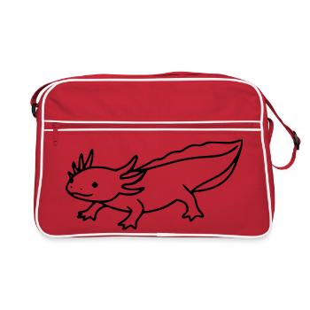 Axolotl Strichzeichnung | Minimalistischer Lurch - Retro Tasche - Rot/Weiß - Vorne