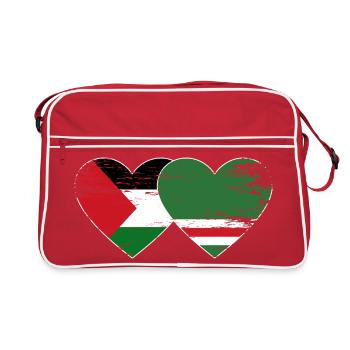 Palästina Tschetschenien Flagge Herz used - Retro Tasche - Rot/Weiß - Vorne