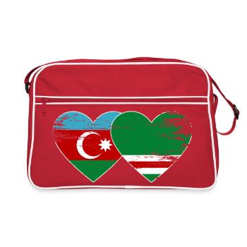 Aserbaidschan Tschetschenien Flagge Herz used - Retro Tasche - Rot/Weiß - Vorne