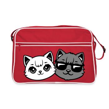 Cute Kittens Cool Male Couple Black and White Cats - Retro Bag - red/white - Front