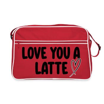 Love You A Latte – Jeu de mots sur le café - Sac Retro - rouge/blanc - Devant