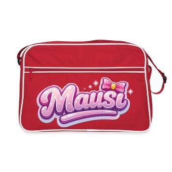 Logo rose Mäusi avec nœud - Sac Retro - rouge/blanc - Devant