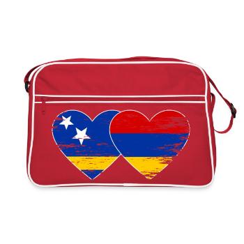 Cœur du drapeau Arménien de Curaçao utilisé - Sac Retro - rouge/blanc - Devant