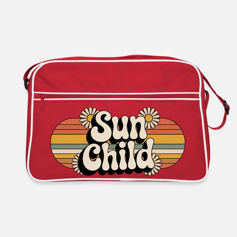 Sonnenkind Retrodesign 70er 80er Jahre - Retro Tasche - Rot/Weiß