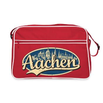 Aachen Vintage Stadtmotiv - Retro Tasche - Rot/Weiß - Vorne
