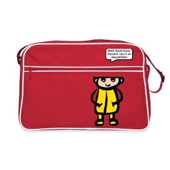 Stick figure weather rain emigrate - Retro Bag - red/white - Front
