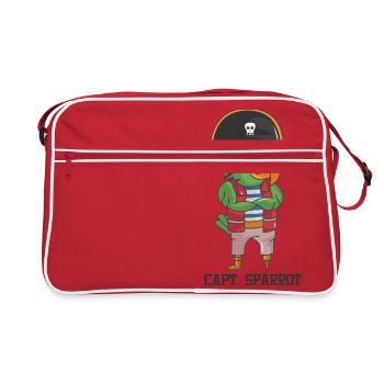 Pirat perroquet cadeau pipe chapeau tête de mort - Sac Retro - rouge/blanc - Devant