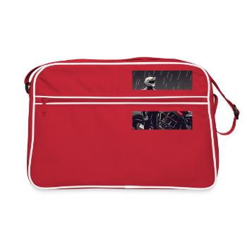 Motorcycle Pencil Drawing - Retro Bag - red/white - Front