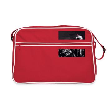 Motorcycle Pencil Drawing - Retro Bag - red/white - Front