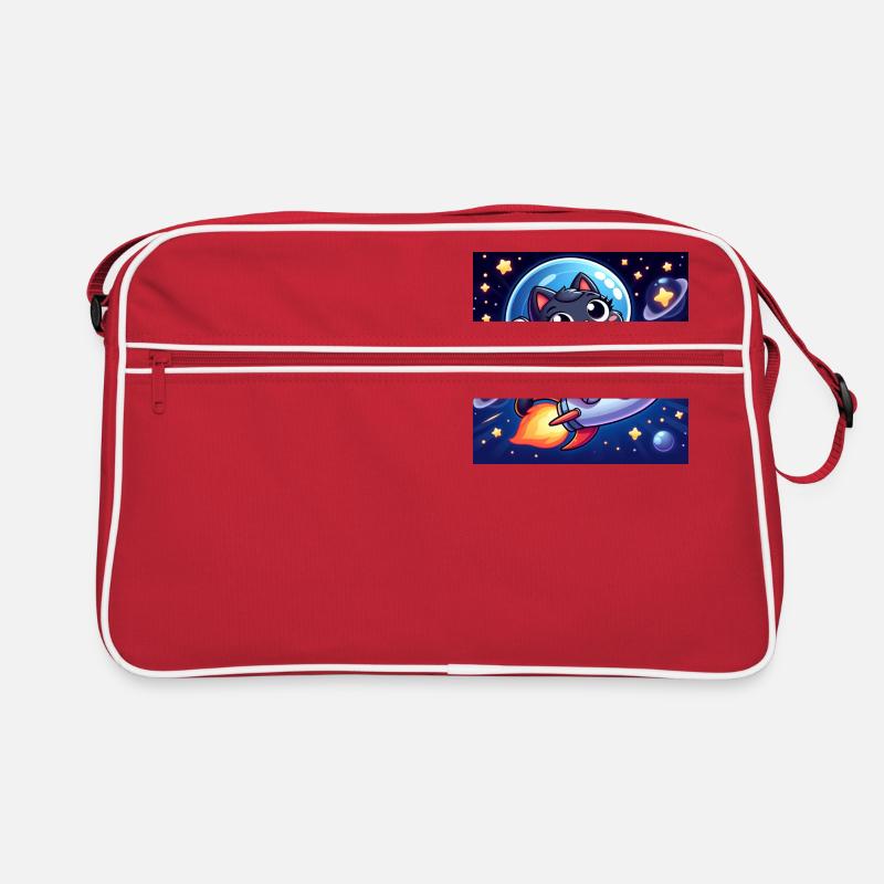Chat mignon de l’espace dans l’espace sur une fusée Sac Retro