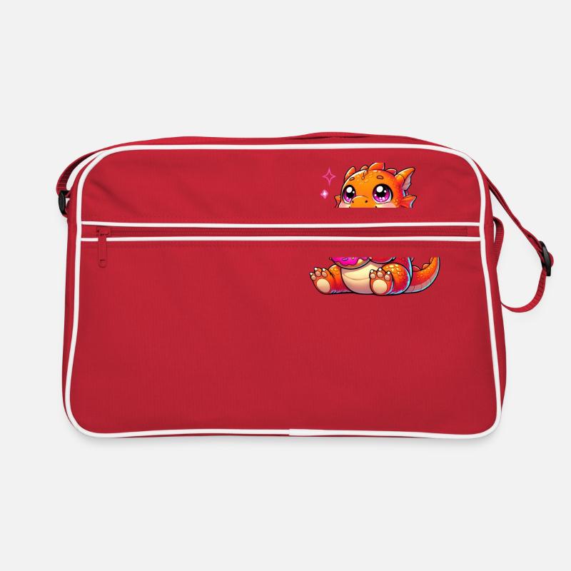 Charming Dragon with Donut - Comic Artwork Retro Bag