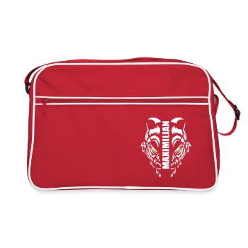 Raubkatze Maximilian - Retro Tasche - Rot/Weiß - Vorne