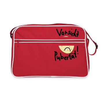 Vorsicht Pubertät - Retro Tasche - Rot/Weiß - Vorne