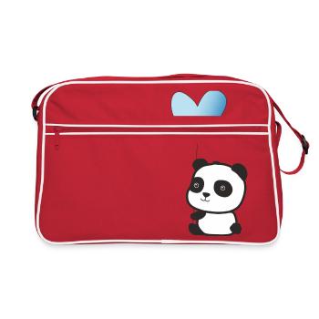 Panda light blue - Retro Bag - red/white - Front