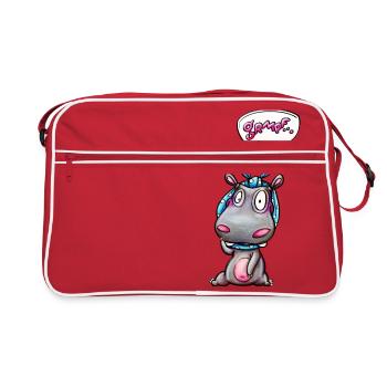 hippo with quote - Retro Tasche - Rot/Weiß - Vorne