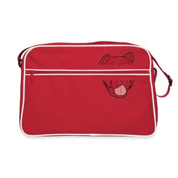 Bulldog geometrique (NB) - Sac Retro - rouge/blanc - Devant